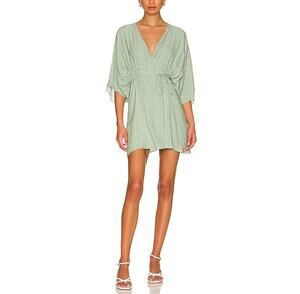 Anna Nata Floral Antique Green Kayla Wrap Dress Size M
